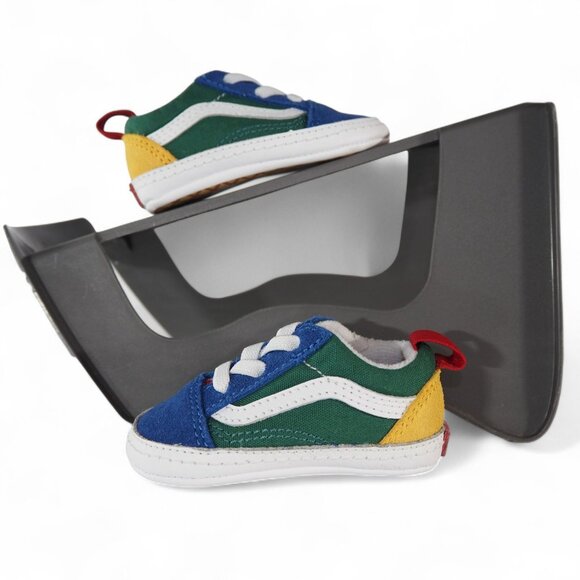 Vans Old Skool Crib Shoes Infant 2 Multicolor Colorblock Green Blue Yellow White - Picture 1 of 11